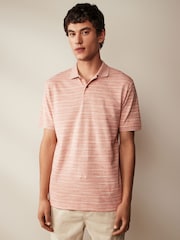 Pink Textured 100% Cotton Polo Shirt - Image 4 of 8