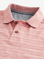 Pink Textured 100% Cotton Polo Shirt - Image 7 of 8