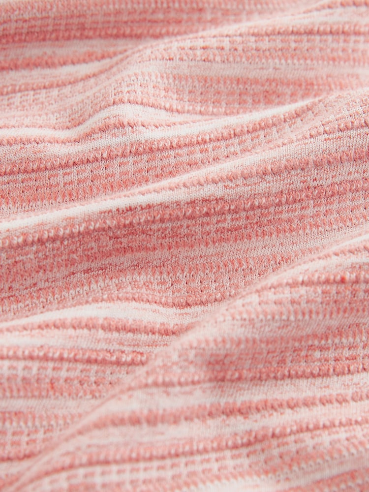 Pink Textured 100% Cotton Polo Shirt - Image 8 of 8