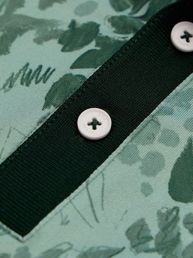 Ted Baker Sport Green Barnnes Floral Golf Polo Shirt - Image 3 of 3 Ted Baker Sport Green Barnnes Floral Golf Polo Shirt - Image 3 of 3