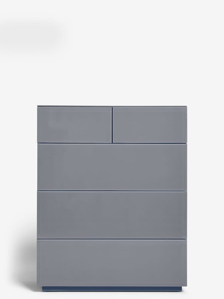 Grey Sloane Glass 5 Drawer Collection Luxe Chest of Drawers - Image 2 of 6