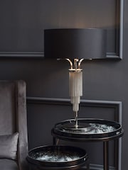 Libra Interiors Nickel Langan Table Lamp with Black Shade - Image 1 of 2