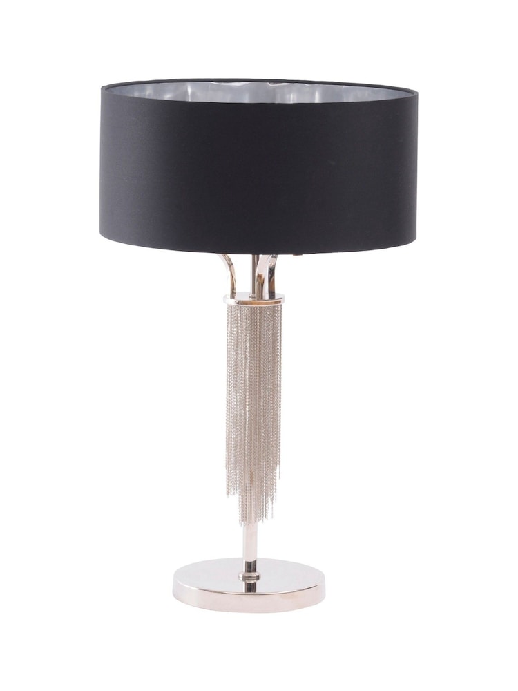 Libra Interiors Nickel Langan Table Lamp with Black Shade - Image 2 of 2