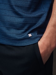 Black/Blue Zip Neck Smart Polo Shirt - Image 6 of 9