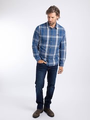 Weird Fish Dark Blue Lando Long Sleeve Check Shirt - Image 3 of 6