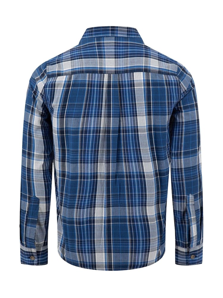 Weird Fish Dark Blue Lando Long Sleeve Check Shirt - Image 6 of 6 Weird Fish Dark Blue Lando Long Sleeve Check Shirt - Image 6 of 6
