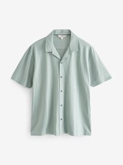 Light Blue Smart Jersey Short Sleeve Cuban Collar Shirt - Image 2 of 7