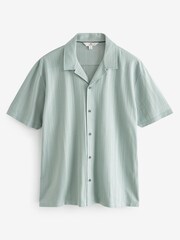 Light Blue Smart Jersey Short Sleeve Cuban Collar Shirt - Image 5 of 7