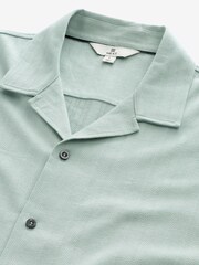 Light Blue Smart Jersey Short Sleeve Cuban Collar Shirt - Image 6 of 7