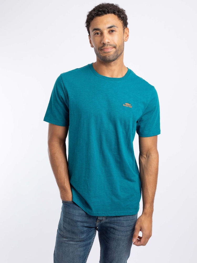 Weird Fish Blue Fished Branded Cotton T-Shirt - Image 1 of 6 Weird Fish Blue Fished Branded Cotton T-Shirt - Image 1 of 6