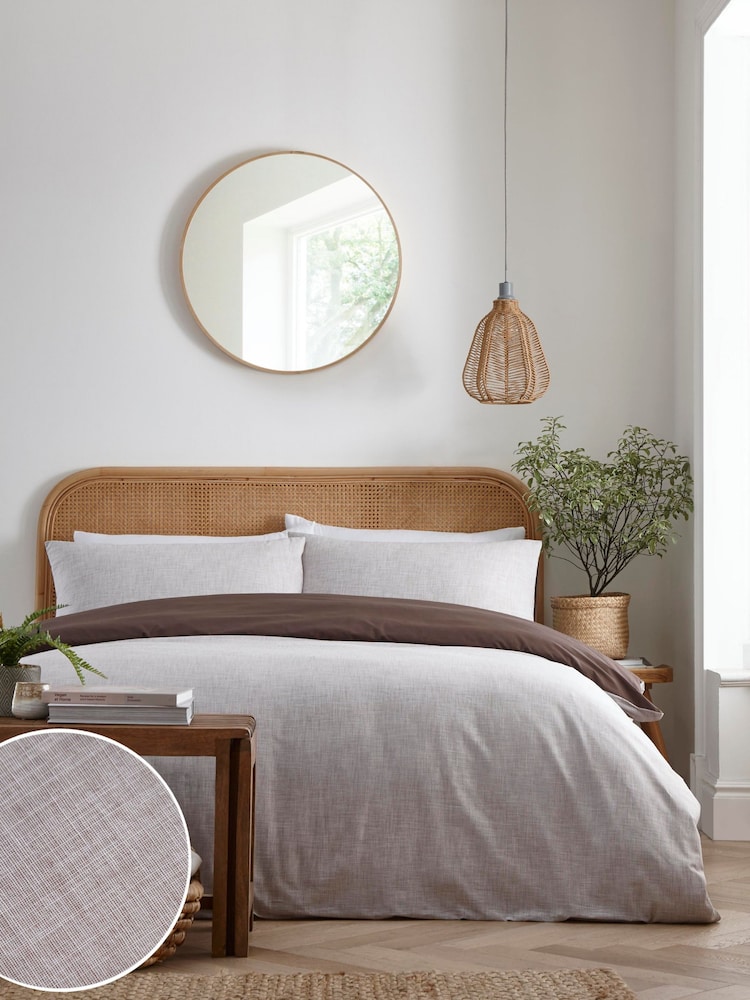 Appletree Brown Biscay 100% Cotton Duvet Cover Set - Image 1 of 4