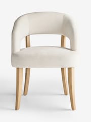 Set of 2 Fine Chenille Light Natural Light Wood Leg Remi Dining Chairs - Image 1 of 7