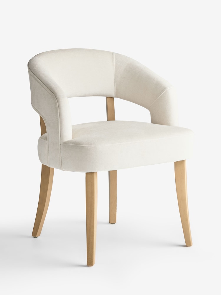 Set of 2 Fine Chenille Light Natural Light Wood Leg Remi Dining Chairs - Image 2 of 7 Set of 2 Fine Chenille Light Natural Light Wood Leg Remi Dining Chairs - Image 2 of 7