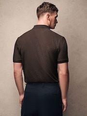 Chocolate Brown Slim Fit Smart Zip-Neck Polo Shirt - Image 14 of 15