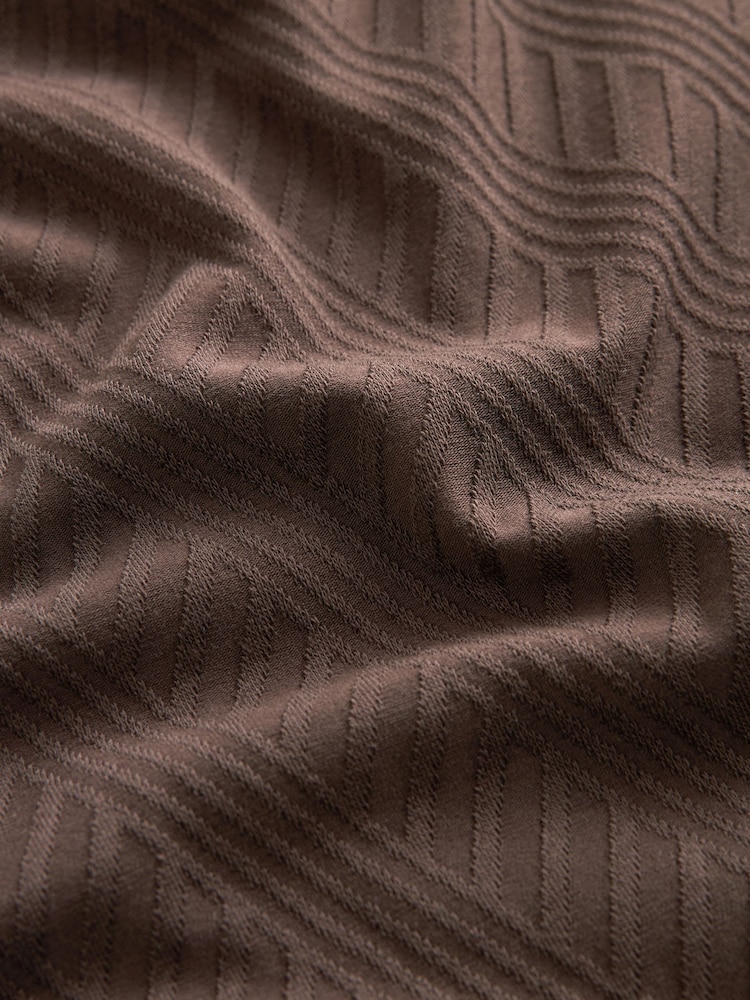 Marron chocolat - Slim Fit (Slim Fit) - Polo élégant à col zippé - Image 9 of 9