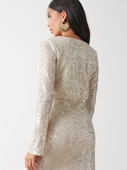 Pretty Lavish Silver Dulcie Mini Wrap Sequin Dress - Image 3 of 4