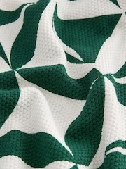 Green Cuban Collar Pattern 100% Cotton Polo Shirt - Image 7 of 7