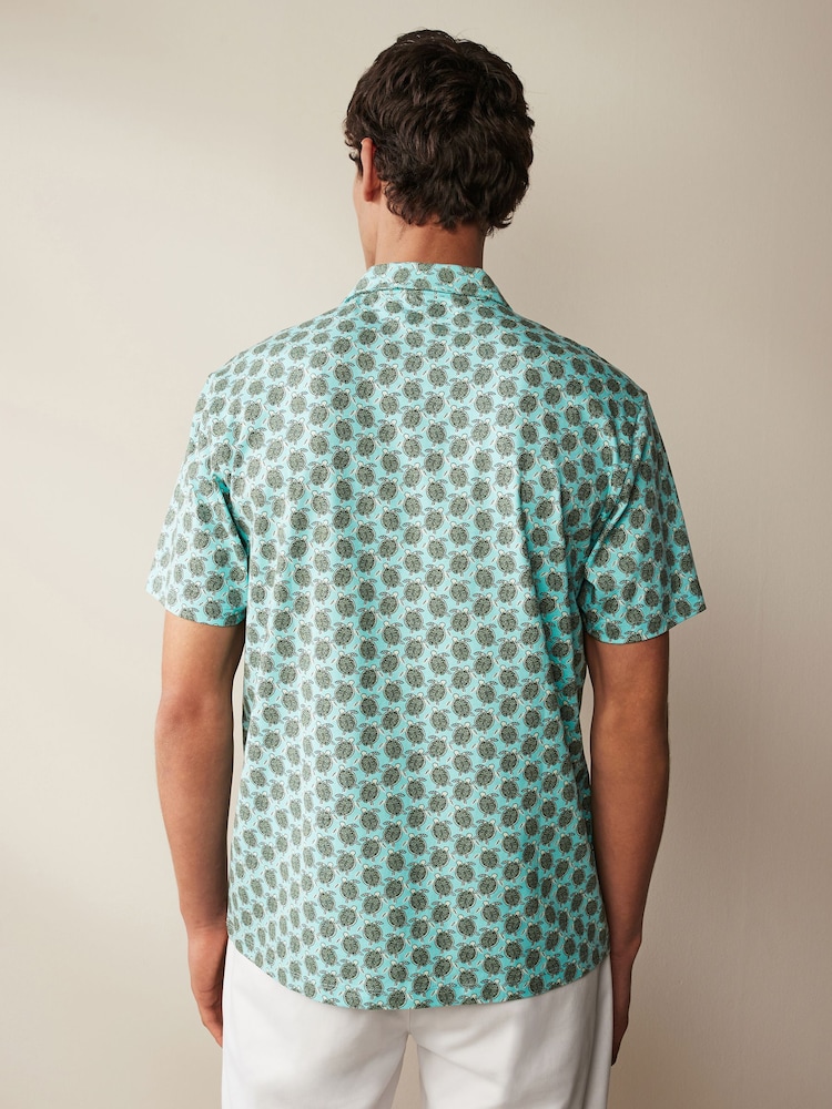Green Turtle Print Polo Shirt - Image 3 of 8