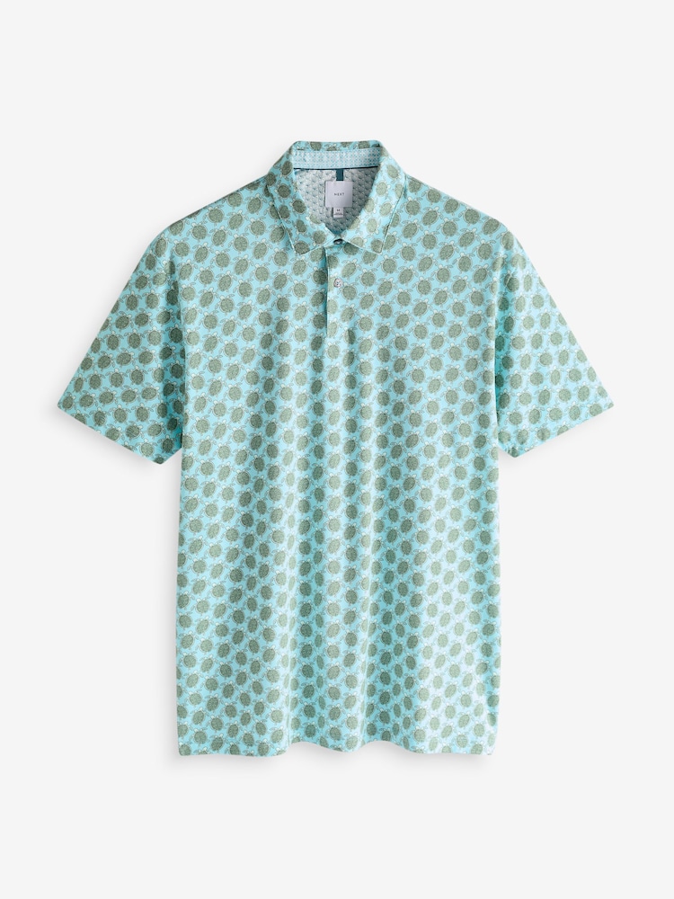 Green Turtle Print Polo Shirt - Image 6 of 8