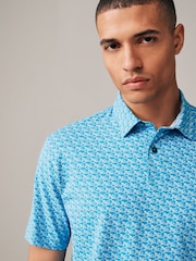 Blue Gecko Print Polo Shirt - Image 1 of 8