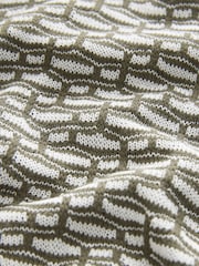 Olive Green Cuban Collar Textured 100% Cotton Short Sleeve Polo Shirt - Image 9 of 9