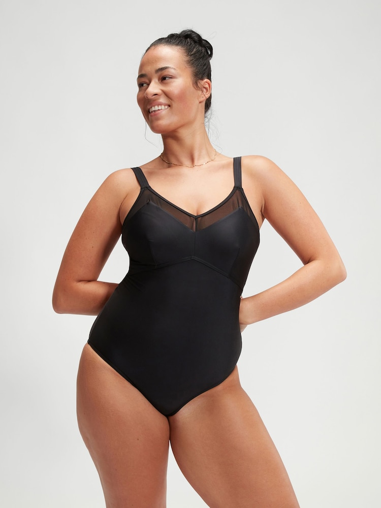 Speedo Black Womens Shaping Lunia Glow Swimsuit 1 Piece with Adjustable Straps - Image 1 of 1