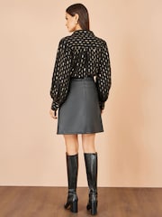 Yumi Black Faux Leather Wrap Skirt - Image 4 of 4