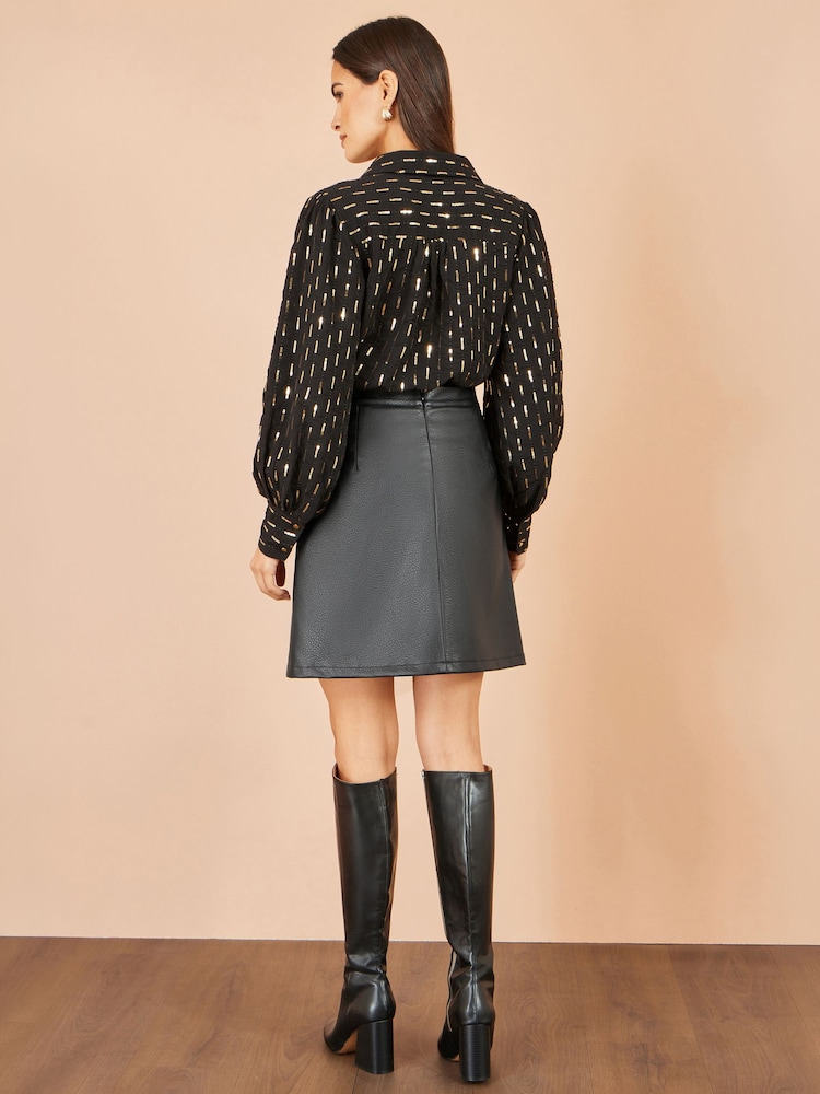Yumi Black Faux Leather Wrap Skirt - Image 4 of 4 Yumi Black Faux Leather Wrap Skirt - Image 4 of 4