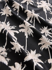 Black/White Palm 100% Cotton Short Sleeve Print Polo Shirt - Image 8 of 8