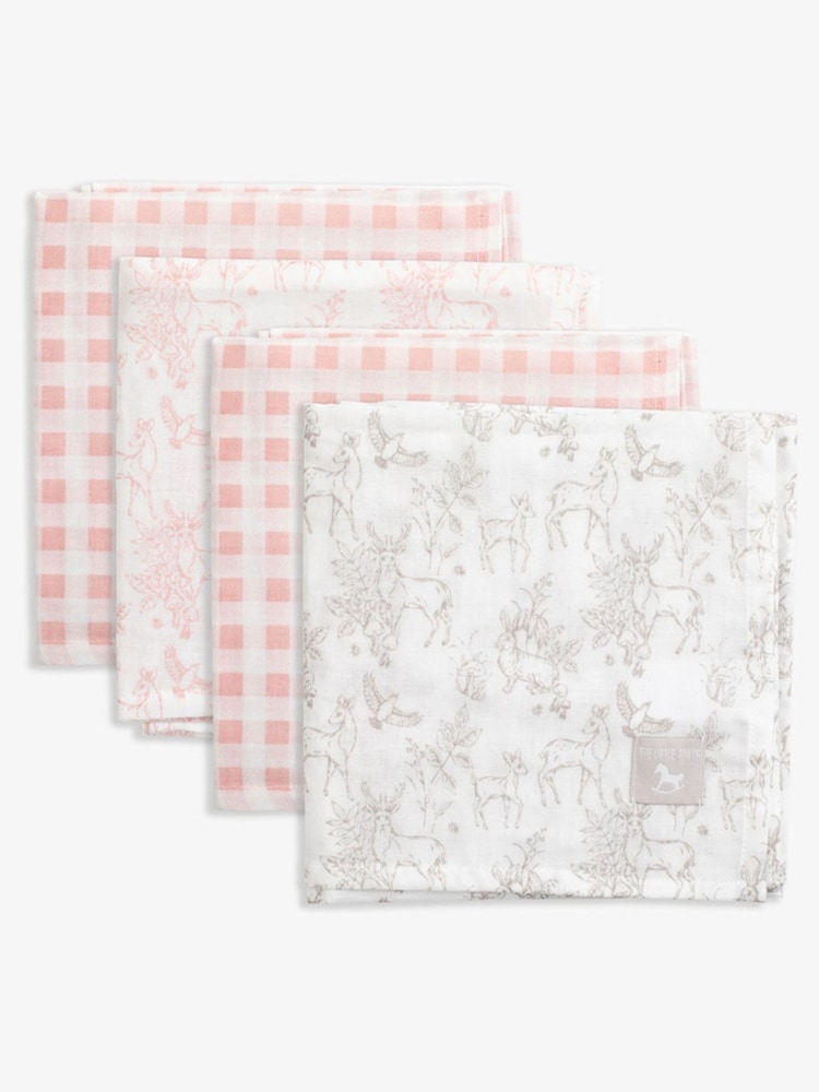 The Little Tailor 4 Pack Pink 100% Cotton Muslins - Image 1 of 9