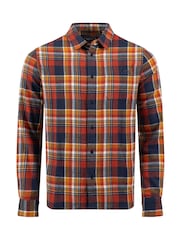 Weird Fish Blue Broxton Long Sleeve Herringbone Check Shirt - Image 5 of 6