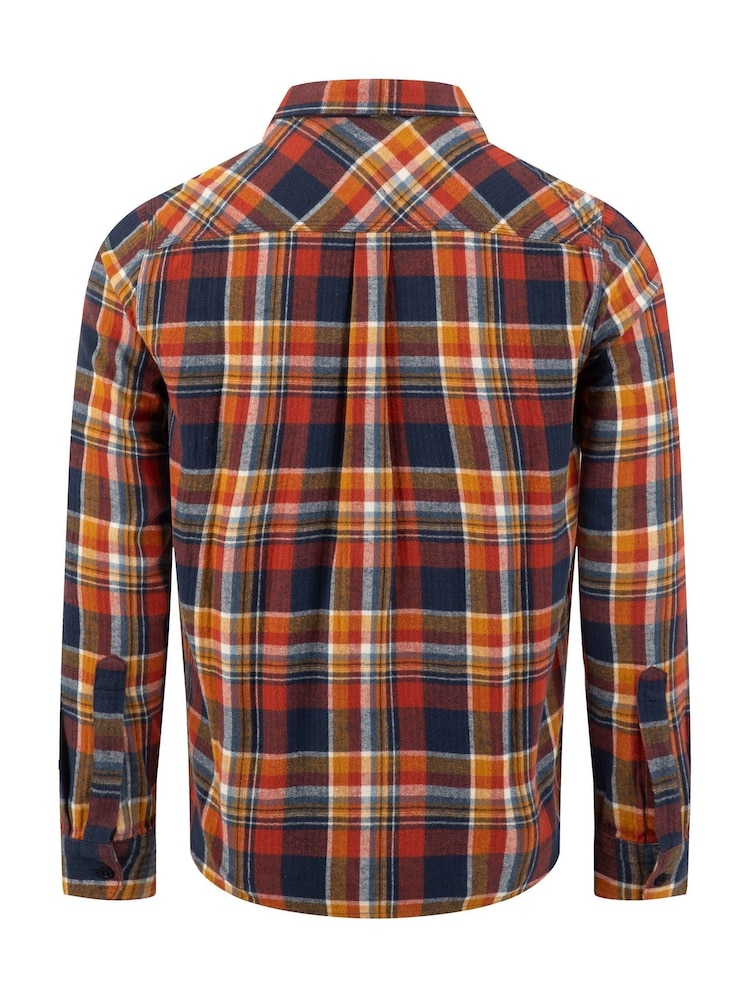 Weird Fish Blue Broxton Long Sleeve Herringbone Check Shirt - Image 6 of 6