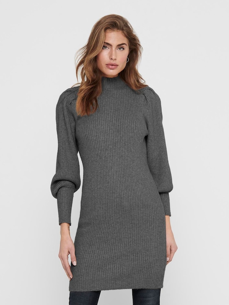 Buy ONLY Grey Puff Sleeve Knitted Jumper Dress from Next USA