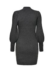 ONLY Grey Puff Sleeve Knitted Jumper Dress - Image 6 of 6