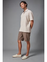 Neutral/White Textured Print Polo Shirt - Image 2 of 9