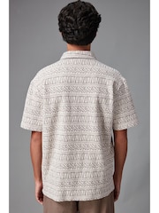Neutral/White Textured Print Polo Shirt - Image 3 of 9