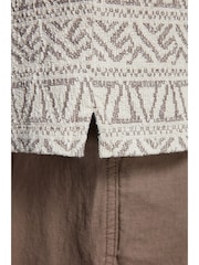Neutral/White Textured Print Polo Shirt - Image 6 of 9