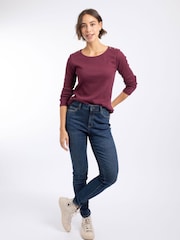 Weird Fish Maroon Red Maine Ribbed Outfitter T-Shirt - Image 2 of 5