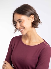 Weird Fish Maroon Red Maine Ribbed Outfitter T-Shirt - Image 3 of 5