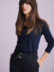 Navy Long Sleeve Crew Neck Top - Image 1 of 8