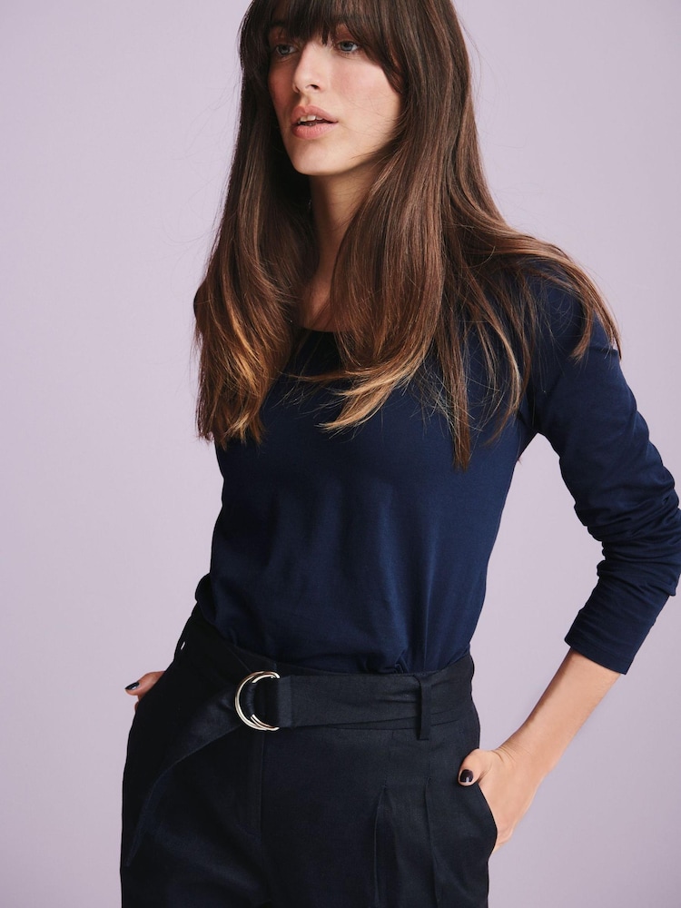 Navy Long Sleeve Crew Neck Top - Image 1 of 8