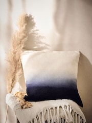 French Connection Indigo Alawi Ombre Linen Cushion - Image 1 of 4