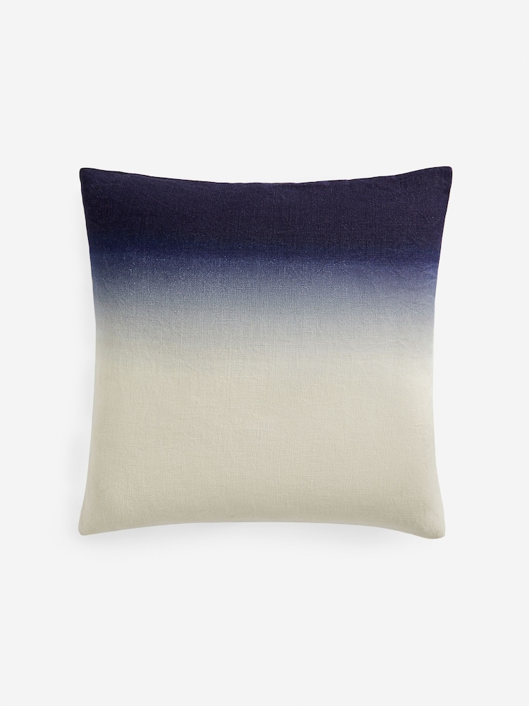 French Connection Indigo Alawi Ombre Linen Cushion - Image 2 of 4