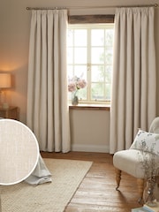 Natural Light Heavyweight Chenille Pencil Pleat Blackout/Thermal Curtains - Image 1 of 7