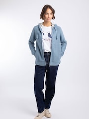 Bleu - Sweat-shirt à capuche zippé macaroni Chicoa Weird Fish - Image 4 de 8