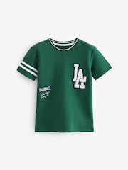 Green Short Sleeve Varsity 100% Cotton T-Shirt (3-16yrs) - Image 1 of 3