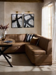 Easton Faux Leather Tan Easy Clean Anderson Storage Left Hand Corner Dining Bench - Image 1 of 11