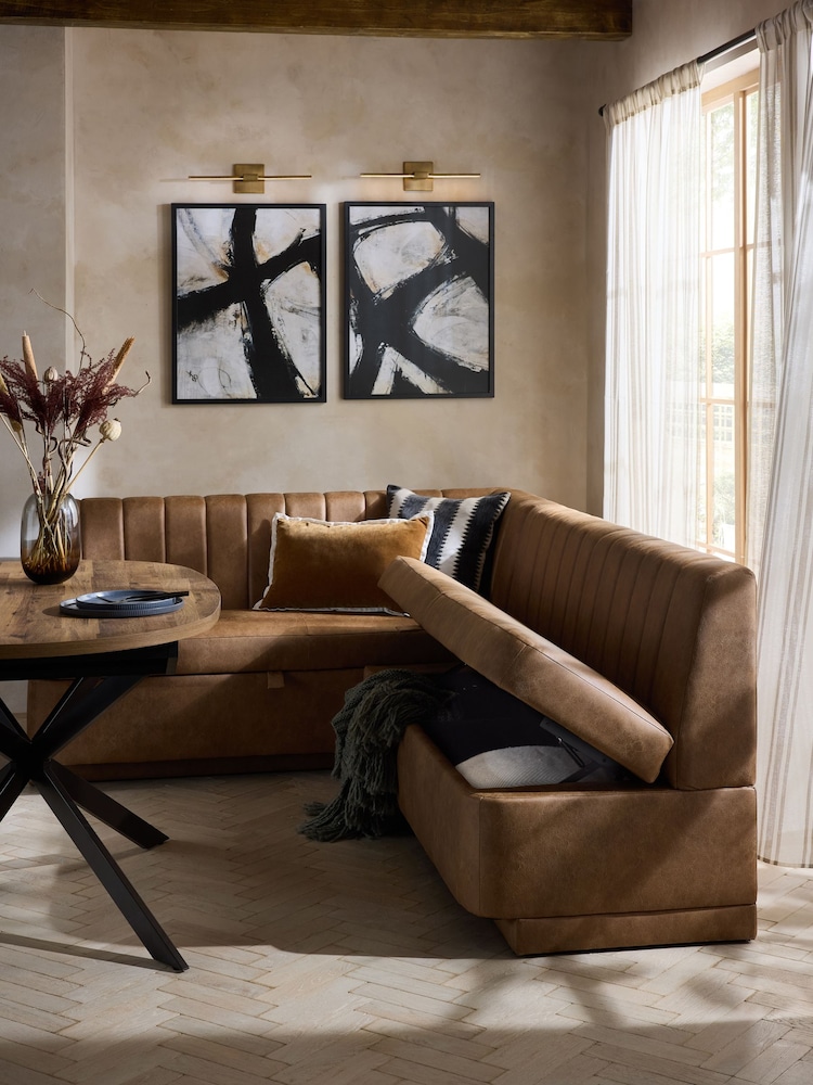 Easton Faux Leather Tan Easy Clean Anderson Storage Left Hand Corner Dining Bench - Image 2 of 11 Easton Faux Leather Tan Easy Clean Anderson Storage Left Hand Corner Dining Bench - Image 2 of 11