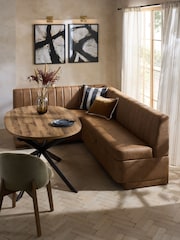 Easton Faux Leather Tan Easy Clean Anderson Storage Left Hand Corner Dining Bench - Image 3 of 11