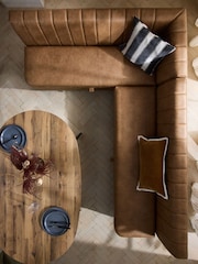 Easton Faux Leather Tan Easy Clean Anderson Storage Left Hand Corner Dining Bench - Image 7 of 11